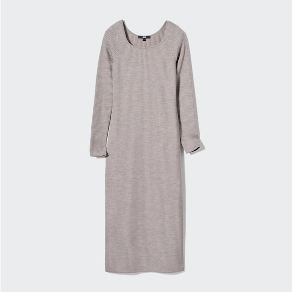 Uniqlo Merino Blend Ribbed Sweater Midi Dress